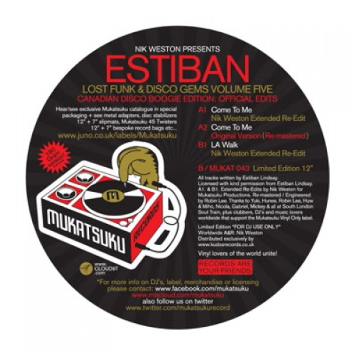 Nik Weston Presents Estiban - Lost Funk & Disco Gems Vol. 5 - Canadian Disco Boogie Edition - 12" Vinyl