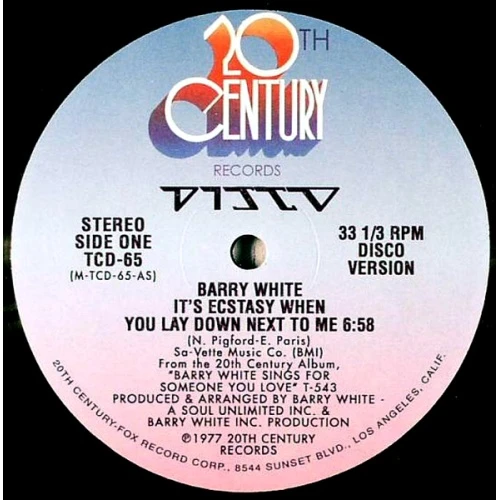 Barry White - It's Ecstasy When You Lay Down Next To Me / Playing Your Game - 12" Vinyl