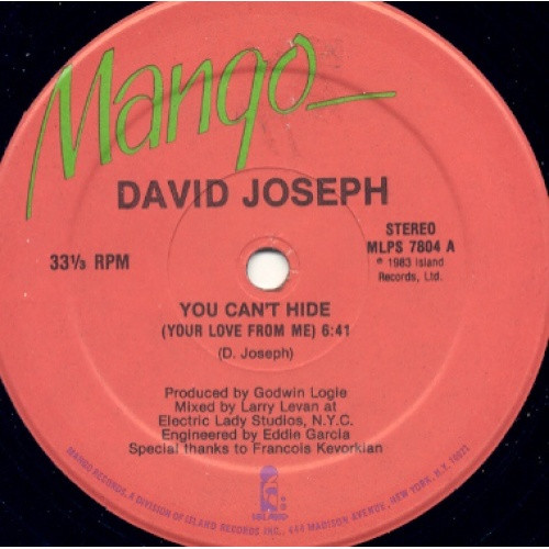 David Joseph - You Can't Hide Your Love From Me - 12" Vinyl