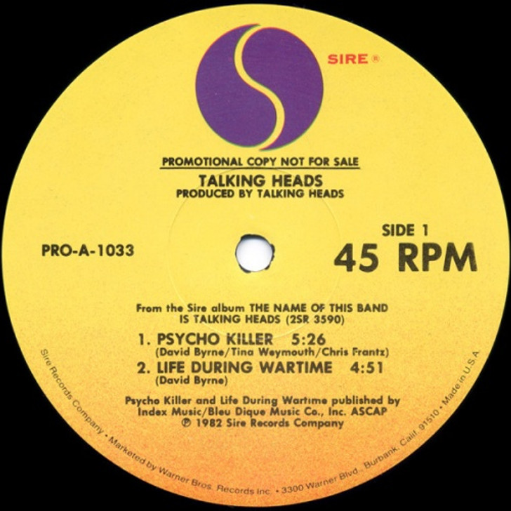 Talking Heads - Psycho Killer/Take Me To The River - 12" Vinyl