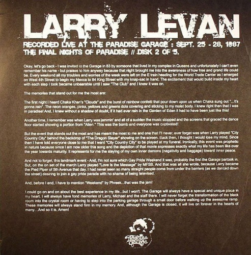 Larry Levan 12inch 激レア X Medley, Vol.5 Legendary DJ Larry Levan compilation Genius Of Time due in March