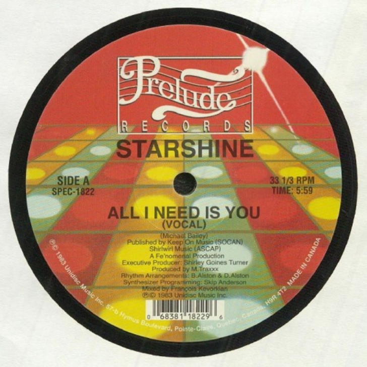 Starshine - All I Need Is You - 12" Vinyl