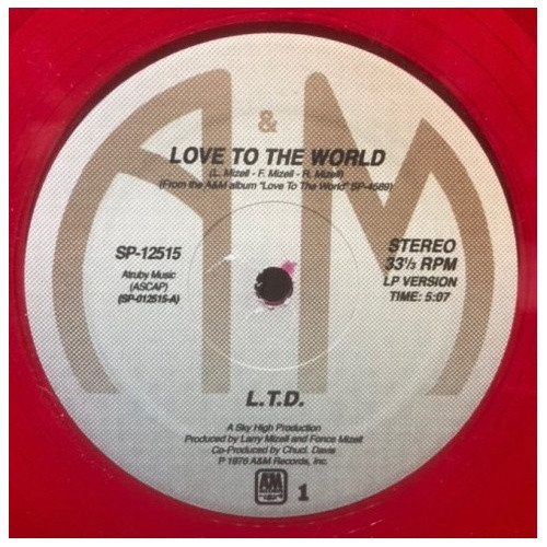 L.T.D. - Love To The World - 12" Colored Vinyl