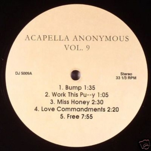 Acapella Anonymous - Vol 9 - 12" Vinyl - Ear Candy Music