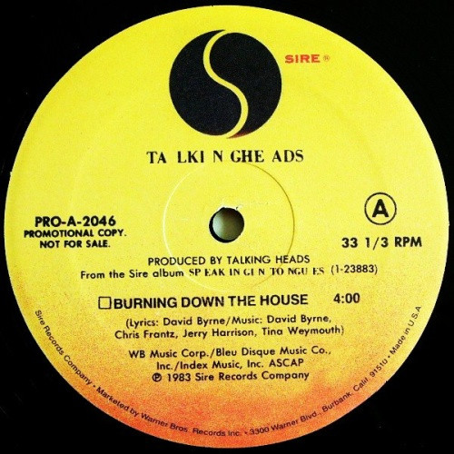 Talking Heads - Burning Down the House - 12" Vinyl - Ear Candy Music