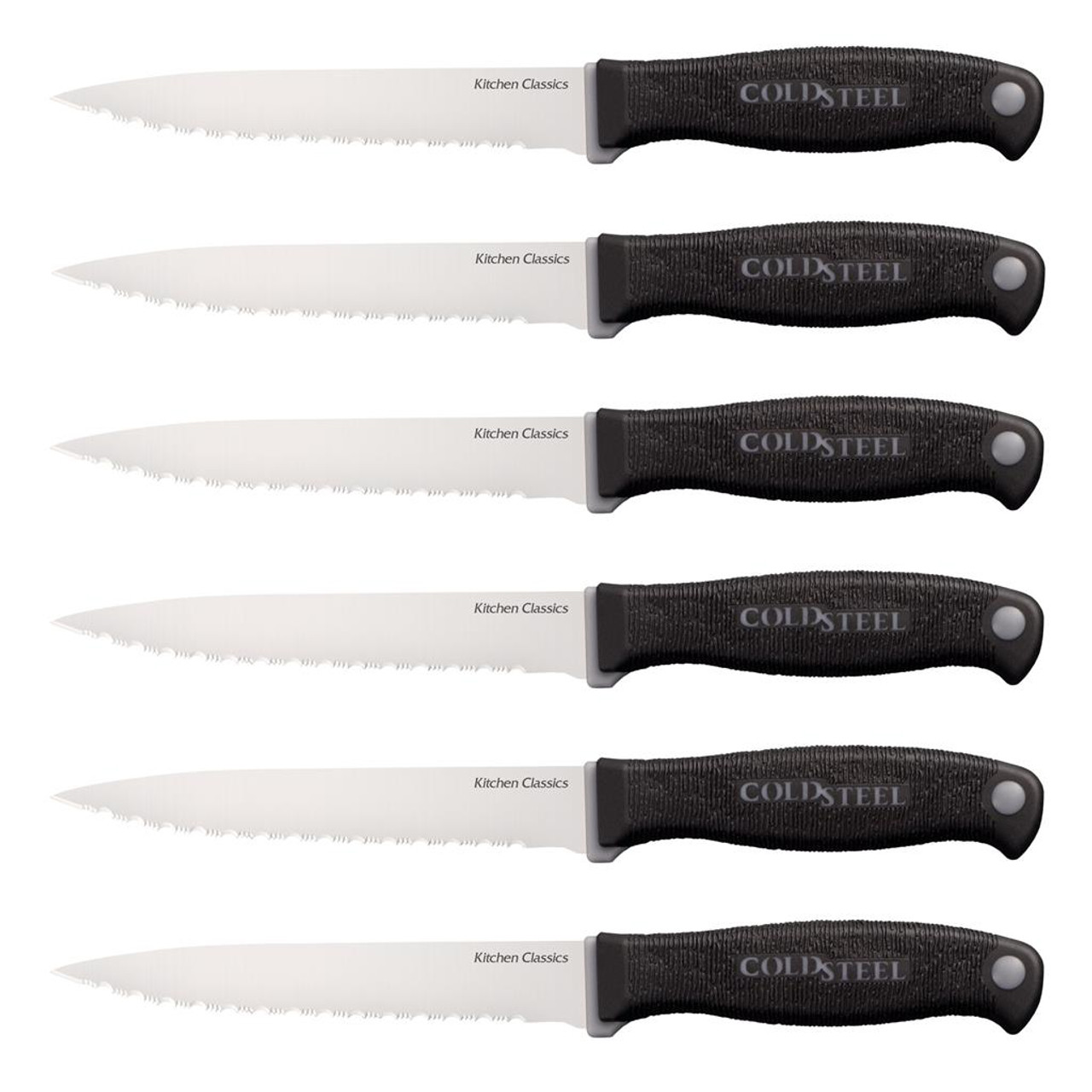 Cold Steel 59KSSET Kitchen Classics Complete Set - 6 Knives - 6 Steak Knives  - Hardwood Oak Block