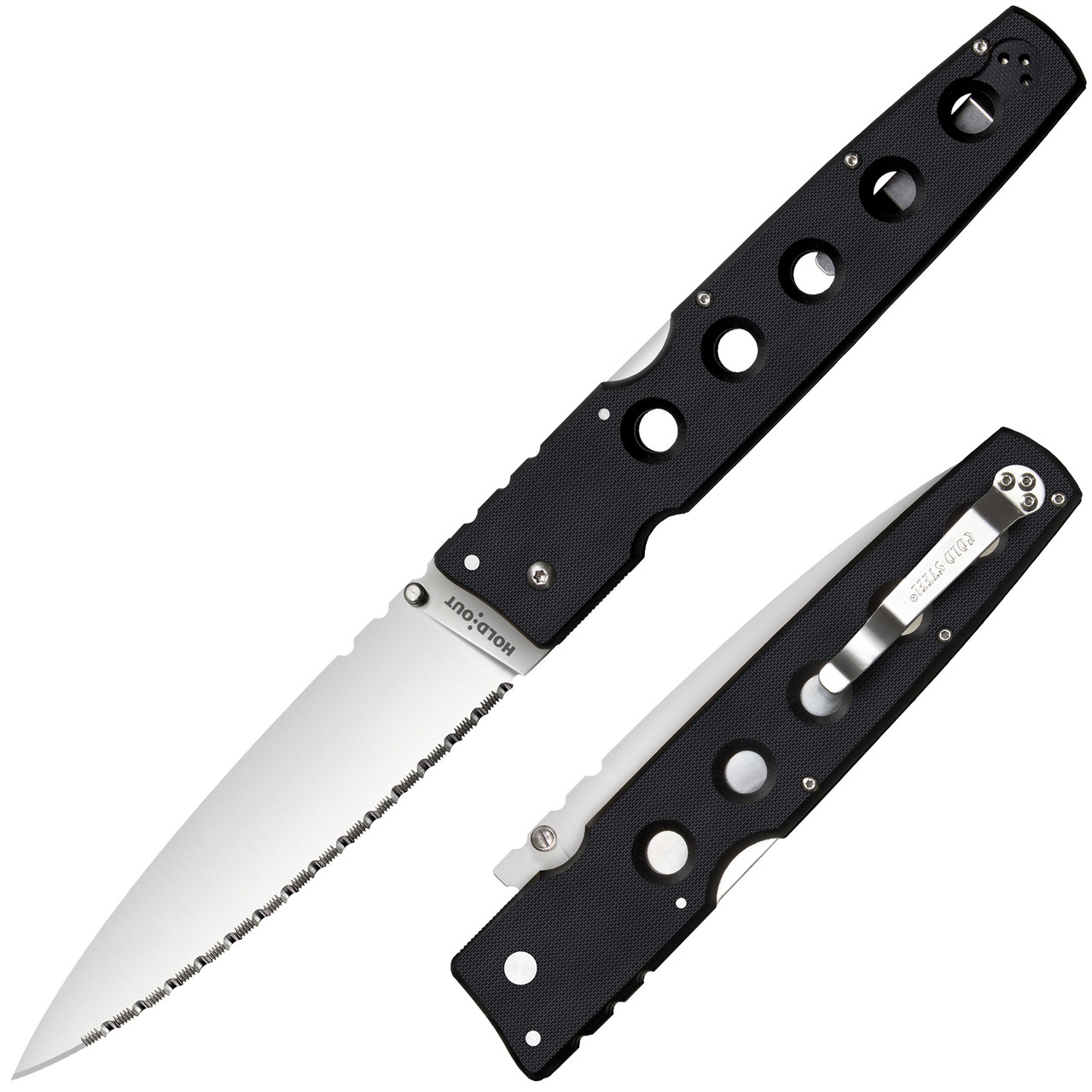 HOLD OUT 6 BLADE FULL SERRATED EDGE BLK S35VN