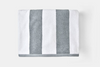 Thomaston Mills American Luxury Breeze pool towels in Ultramarine Blue / White and Ultimate Gray / White cabana stripes