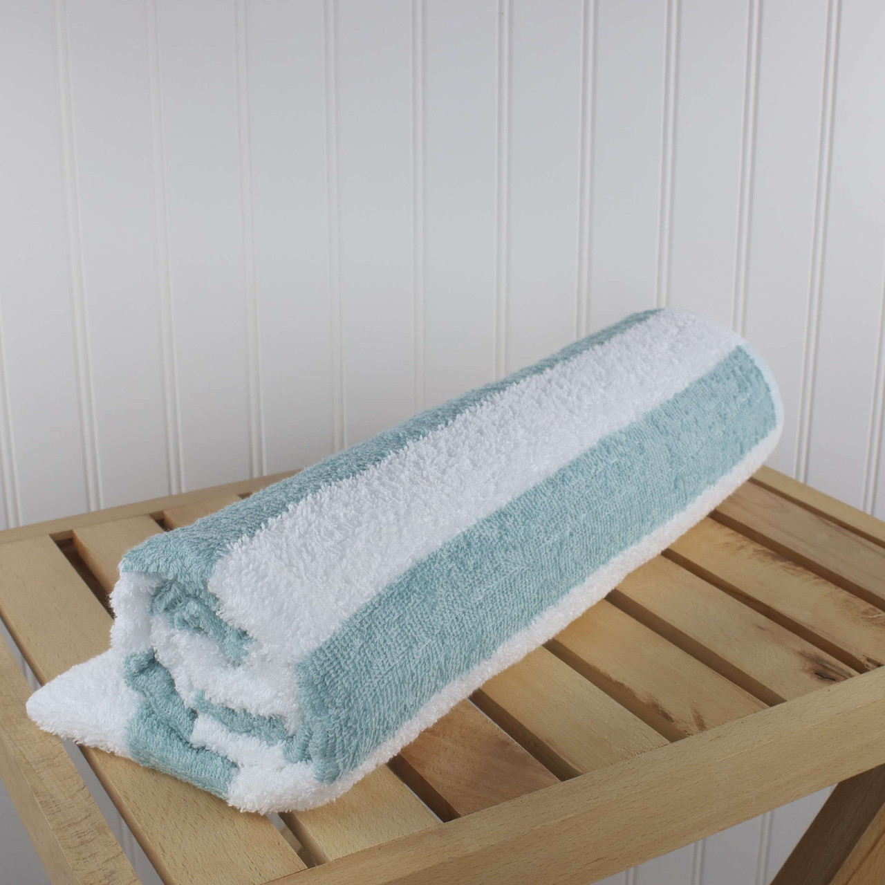 1888 Mills supplier gallery image - Fibertone Cabana Stripe Pool Towels - fibertone_cabana_beach_seafoam_bt10676sfomcs_05