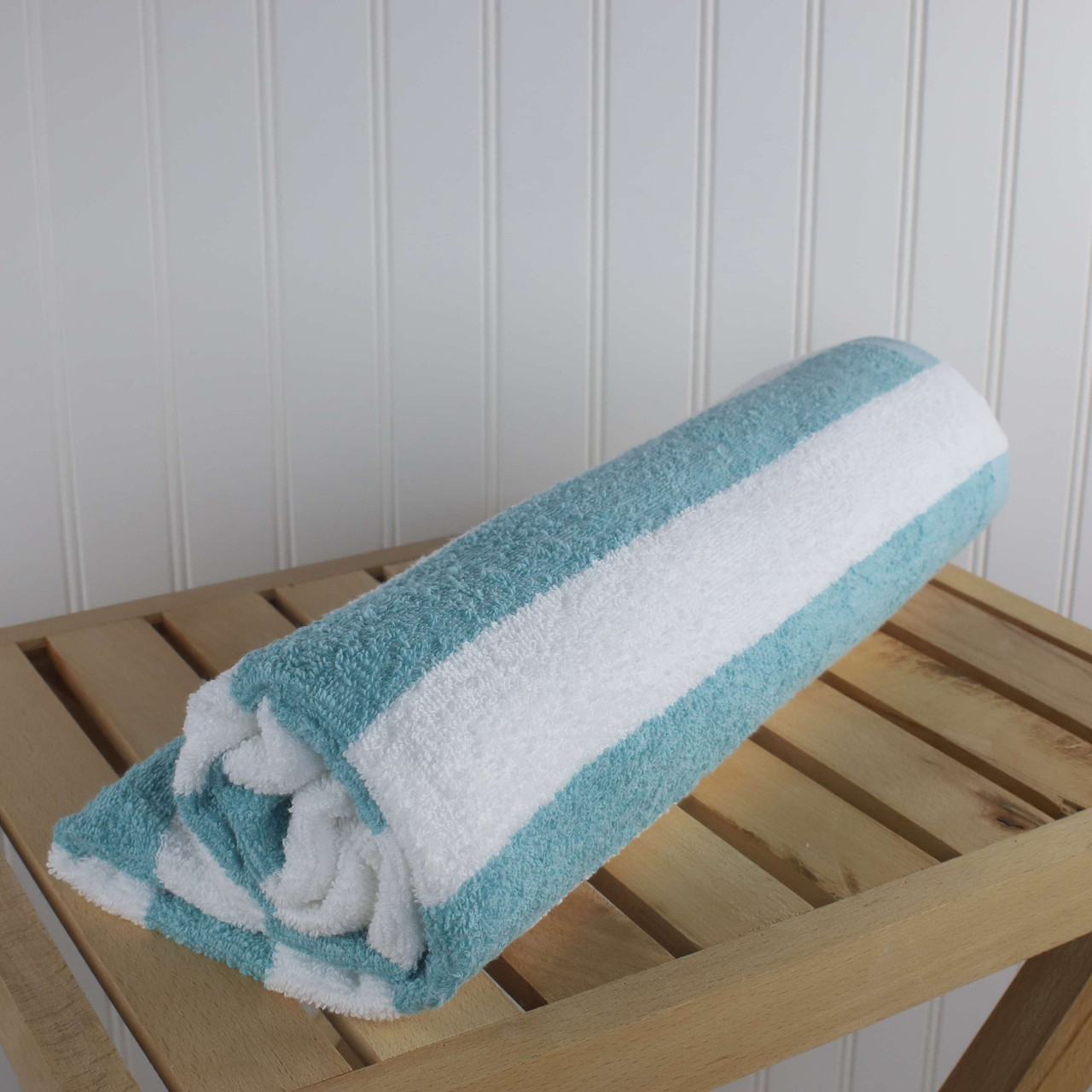 1888 Mills supplier gallery image - Fibertone Cabana Stripe Pool Towels - fibertone_cabana_beach_teal_bt10674tealcs_05