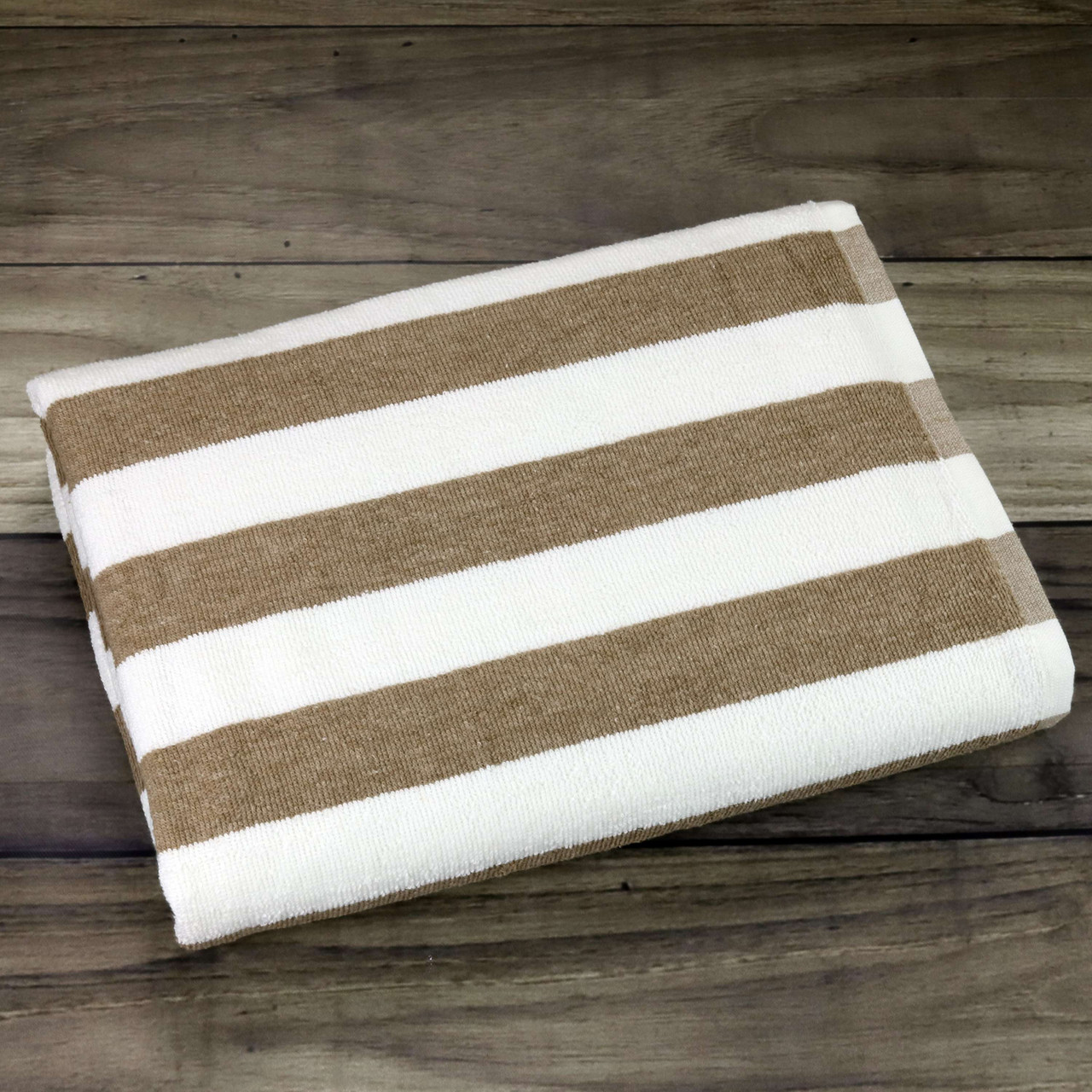 1888 Mills supplier gallery image - Fibertone Cabana Stripe Pool Towels - khaki_stripe