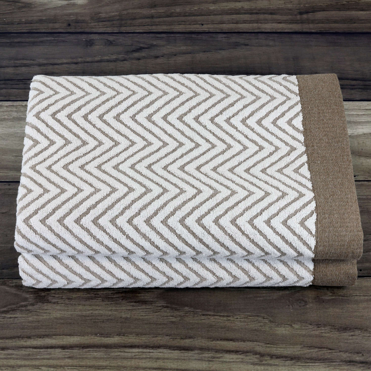 1888 Mills supplier gallery image - Fibertone Jacquard Pool Towels - Chevron - s191-u-tan-1-ft20_fibertone_2stackcropped