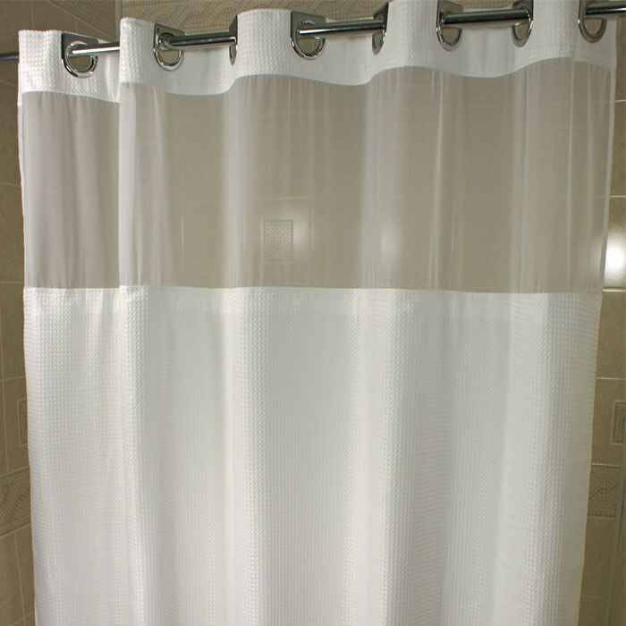 Kartri KARTRIor EMPIRE WAFFLE EZY-HANGor POLYESTER SHOWER CURTAIN W/ VOILE WINDOW and SNAP AWAY LINER 72X74 WHITE PACK OF 6