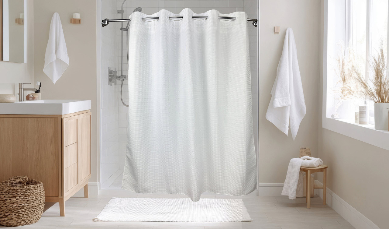 Kartri manufacturer photo - Empire Waffle - White or Beige - No View - HANG2IT Curtain | Empire Waffle - White - HANG2IT Curtain - 1