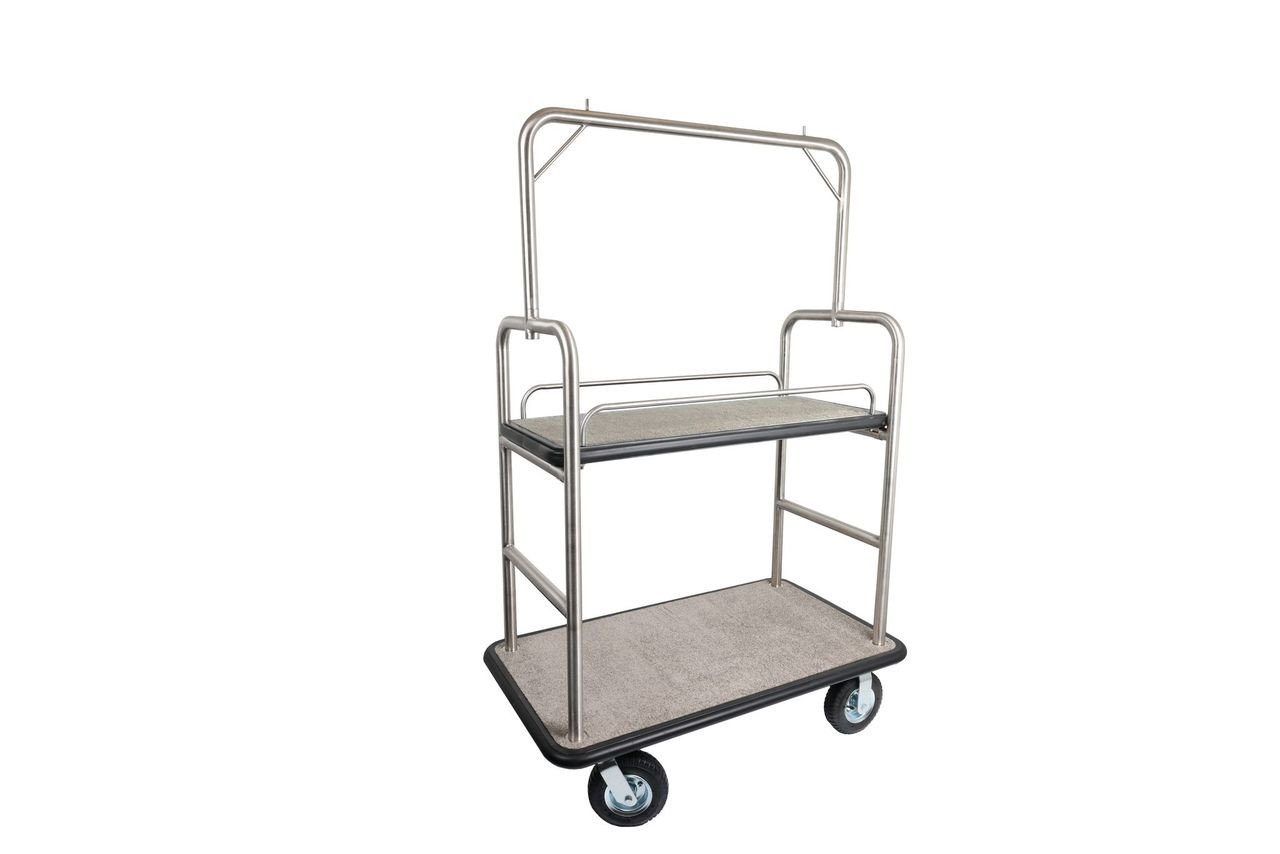 HOSPITALITY 1 SOURCE | MIDTOWN SERIES | BRUSHED STAINLESS STEEL | BELLMAN'S CART