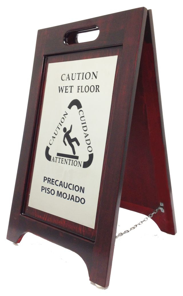 Wooden Wet Floor Sign Bilinguals - All styles