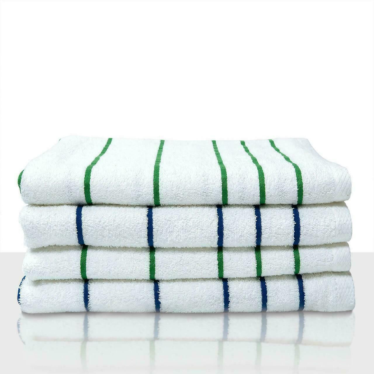 WestPoint Hospitality by Martex MARTEX or RESORT POOL TOWELS or 30X60 or 95percent COTTON or 5percent POLYESTER or WHITE W/ BLUE STRIPE or 3 DZ PER CASE