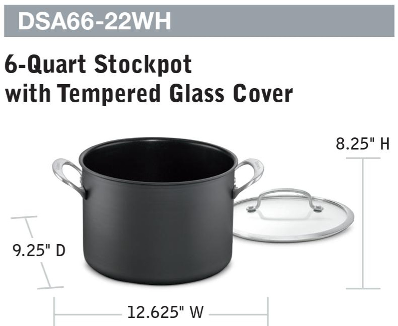 Conair Cuisinart® | 6 Quart Stockpot | Anodized w/ Glass Cover. - Pack of 4 