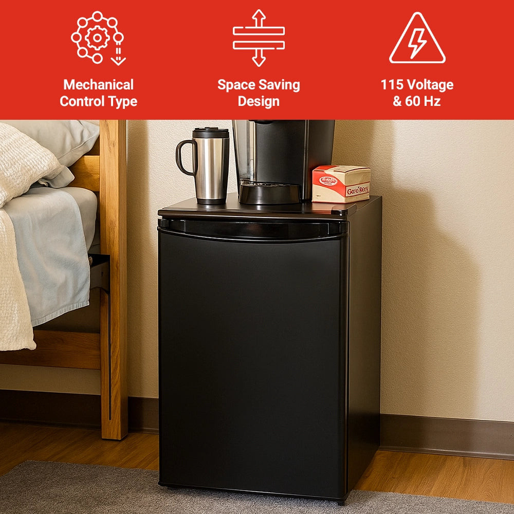 Roomwell UK Hotel Mini Refrigerator Without Freezer, 2.6 Cu. Ft