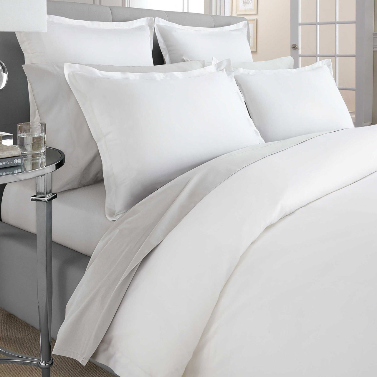 Fresh White Gryphon Solid sham. Representative supplier collection image; sham only. Other bedding and pillow inserts not included.