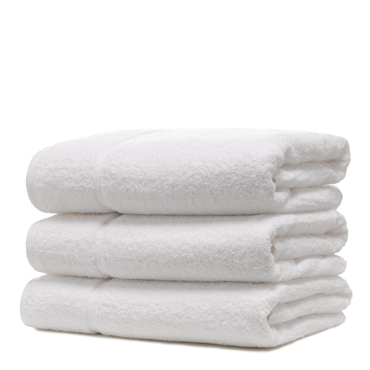 Representative Sovereign White bath towel photo. Photo is shared across sizes and weights; see this listing for size and case quantity. The number of towels pictured does not indicate case quantity.