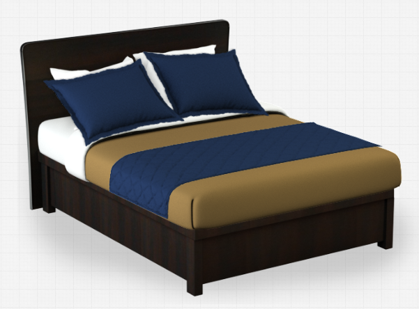 Representative solid Navy illustration. Shams only; bedscarf, pillows, other bedding and bed frame are excluded. See listing for size and case quantity.