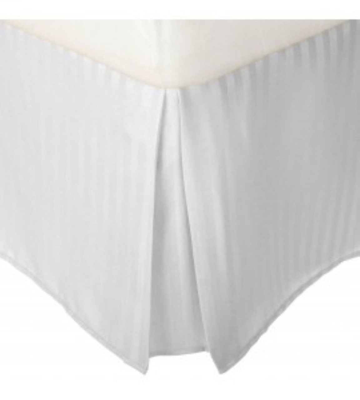 Martex Green White Stripe bedskirt. Representative supplier collection image; bedskirt only. Other bedding and pillow inserts not included.