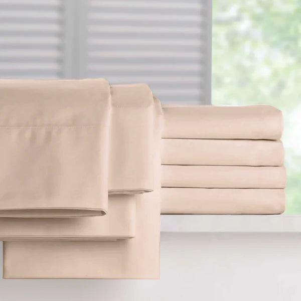 Bone T250 fitted sheet. Representative supplier collection image; sheet only. Other bedding and pillow inserts not included.