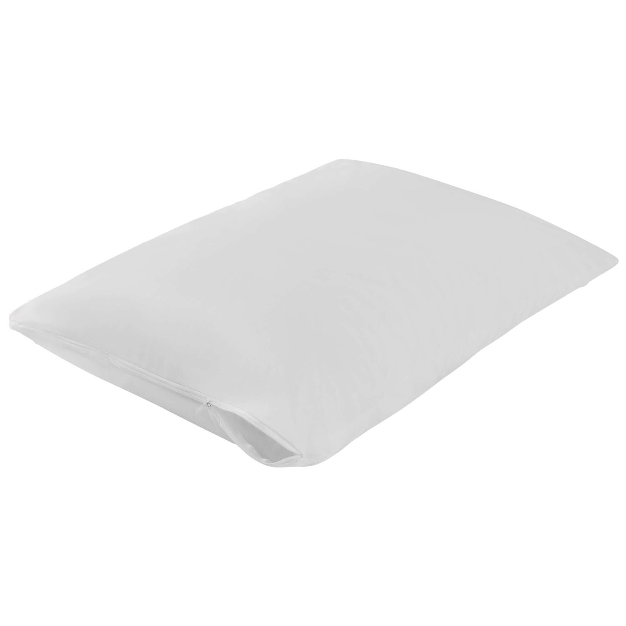 CleanAir waterproof zippered pillow protector in white satin-soft knit