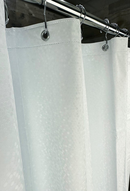 Kartri Swirl 8 Gauge White Vinyl Shower Curtain with Metal Grommets