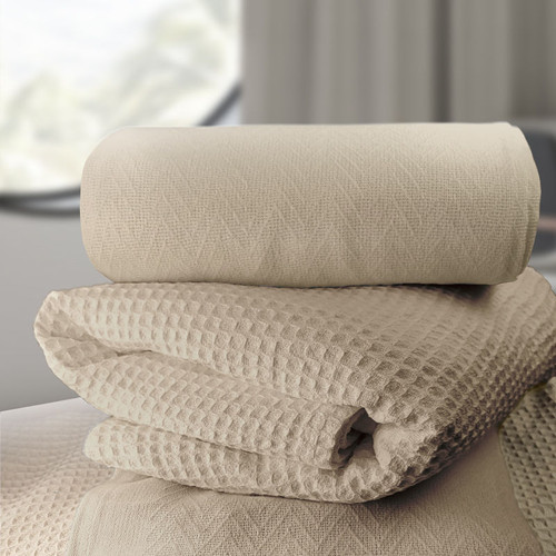 Ganesh supplier image - THERMAL JAIPUR BLANKET BEIGE - parent product photo