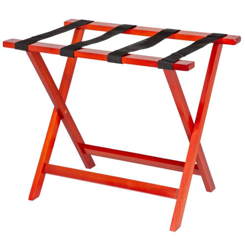 HOSPITALITY 1 SOURCE HOSPITALITY 1 SOURCE or DELUXE WOODEN LUGGAGE RACK or BLACK STRAPS or AMERICAN CHERRY FINISH or 4 PER CASE