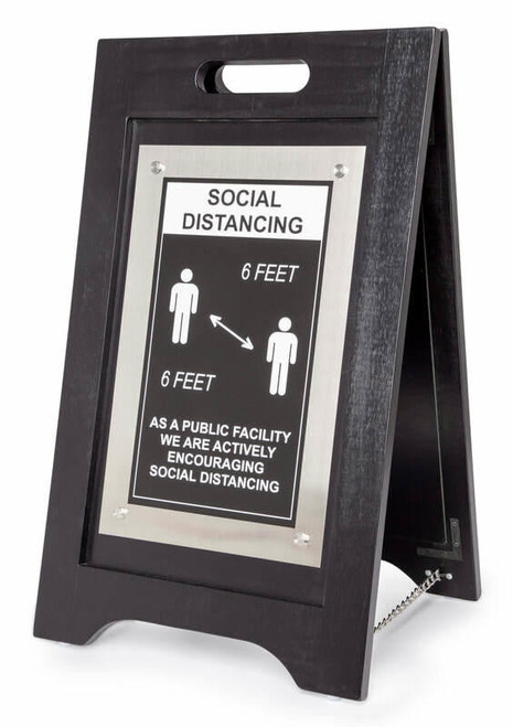 HOSPITALITY 1 SOURCE Wooden Social Distancing Floor Sign