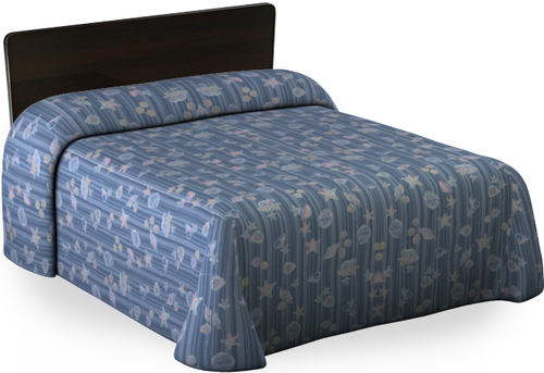 Representative Shells & Stripes Blue bedspread illustration, shared across sizes. Bed frame and other props are excluded. See listing for size and case quantity.