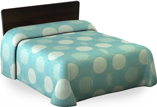 Representative Circles & Stripes Aqua bedspread illustration. Bed frame is excluded. Channel quilting and exact scale are not shown; see listing for size and case quantity.