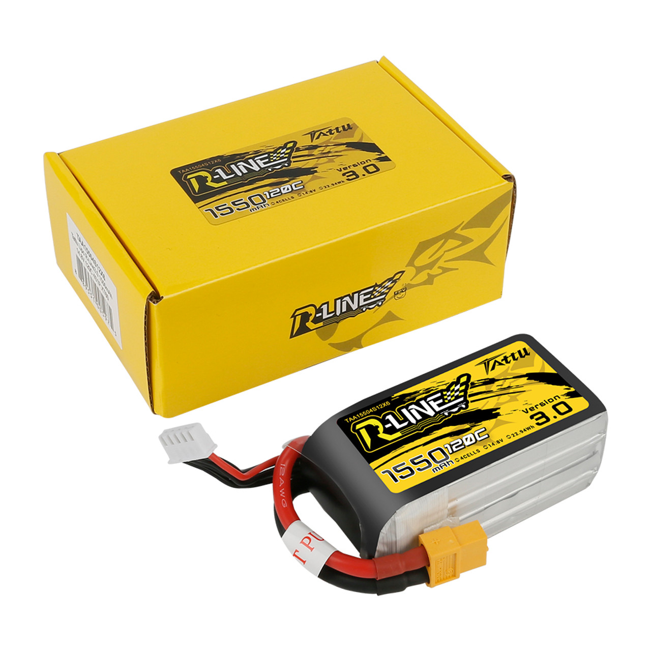 Tattu 1550mAh 4S 120C 14.8V R-Line Version 3.0 Lipo Battery Pack 