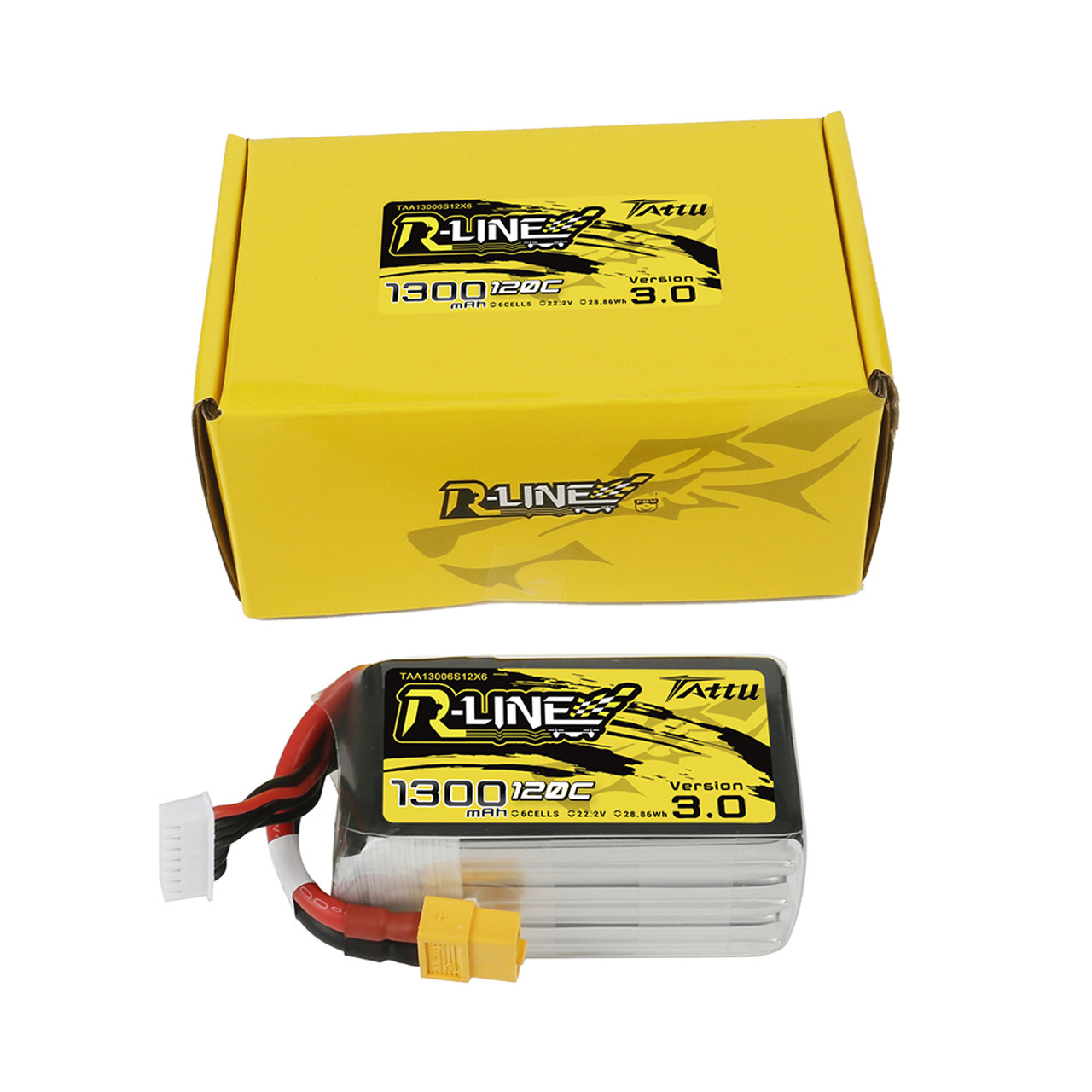 Tattu 1300mAh 6S 120C 22.2V R-Line Version 3.0 Lipo Battery