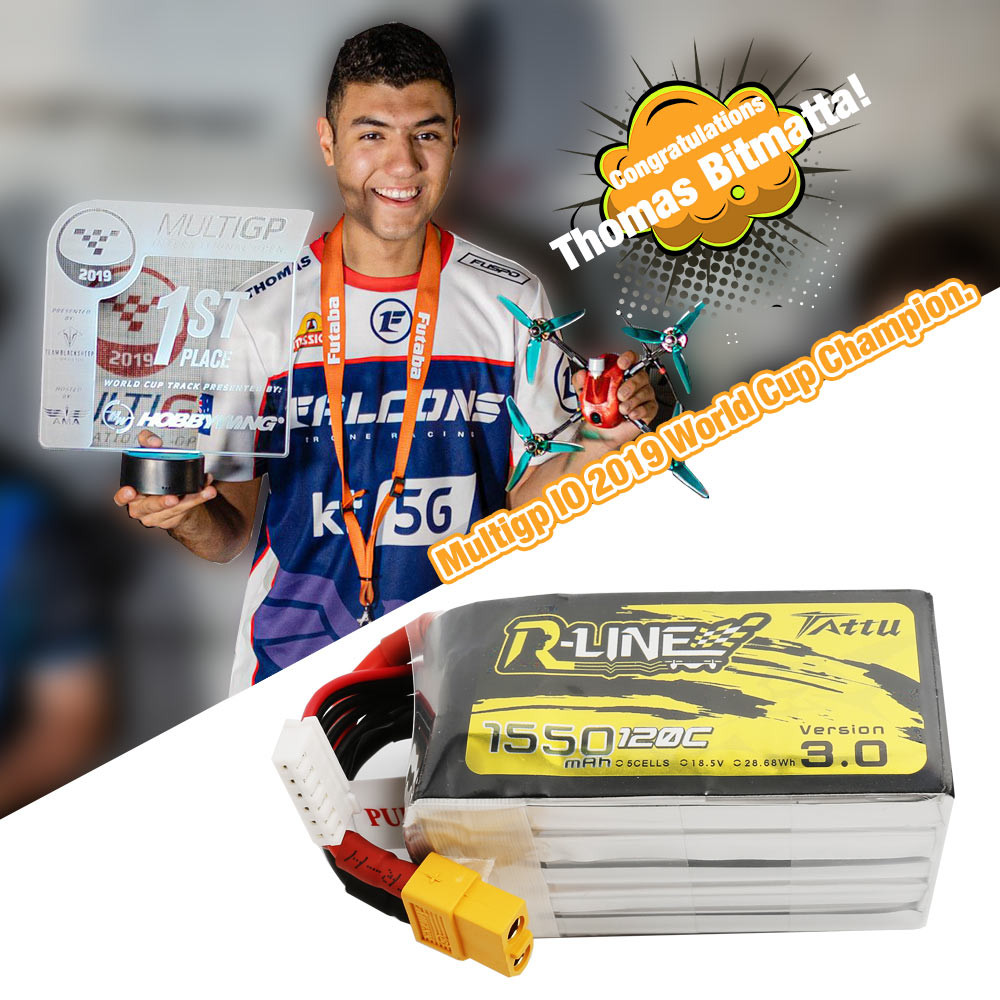 Tattu 1550mAh 5S 120C 18.5V R-Line Version 3.0 Lipo Battery with