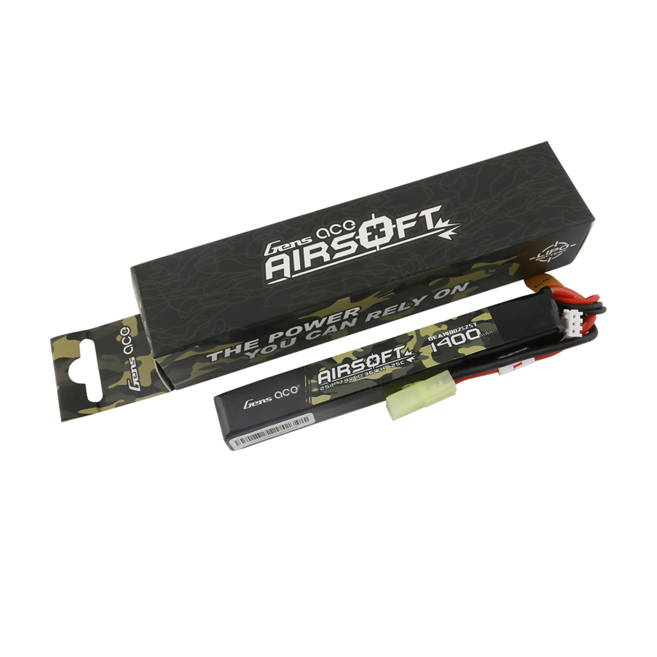 2x Airsoft LiPo Battery 7.4V 1200mAh w/ Mini Tamiya Connector for Airsoft  Rifle