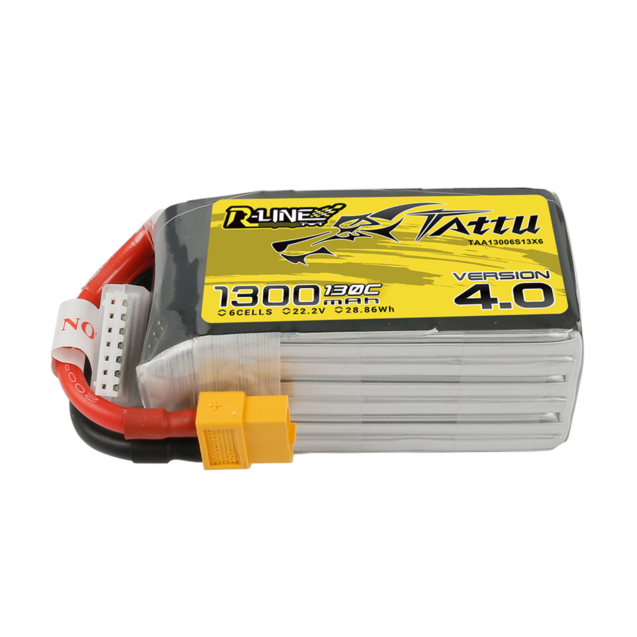 Tattu 1300mAh 6S 130C 22.2V R-Line Version 4.0 Lipo Battery Pack with XT60  Plug