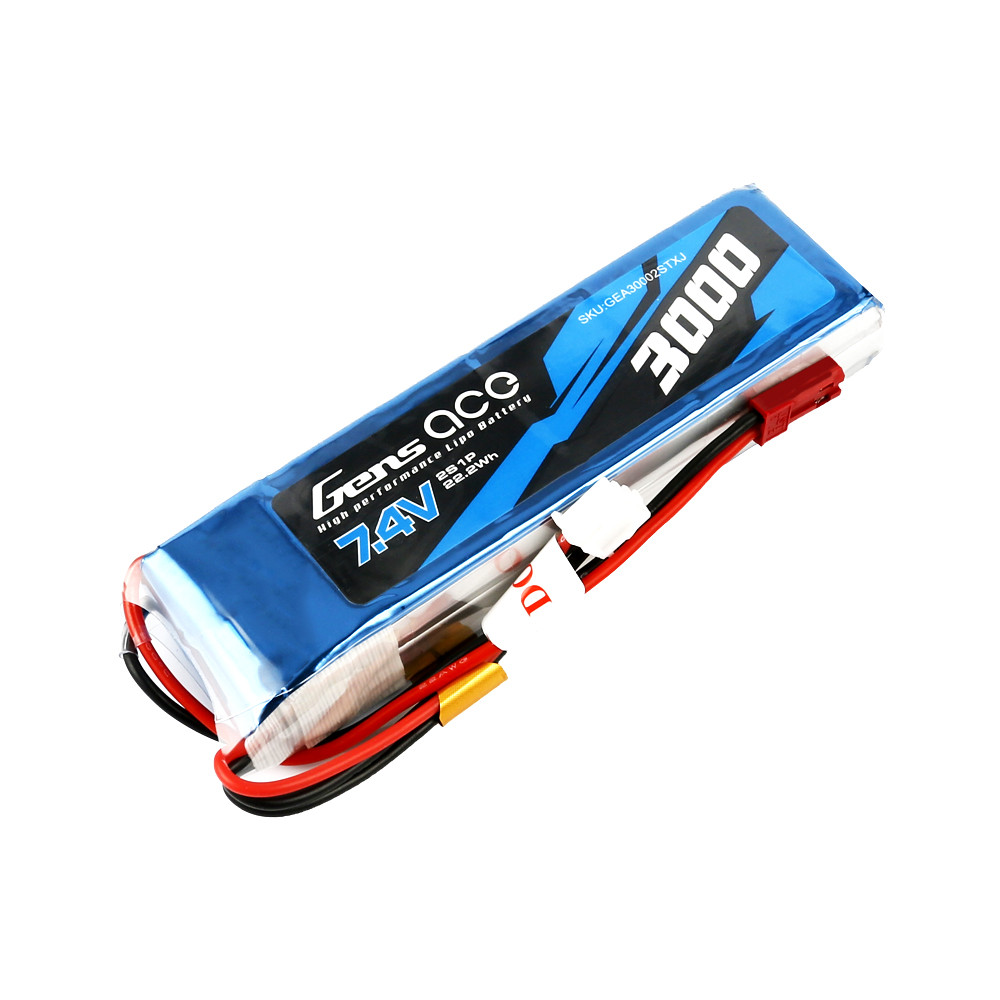 Gens ace 3000mAh 2S 7.4V TX Lipo Battery Pack with JST Plug