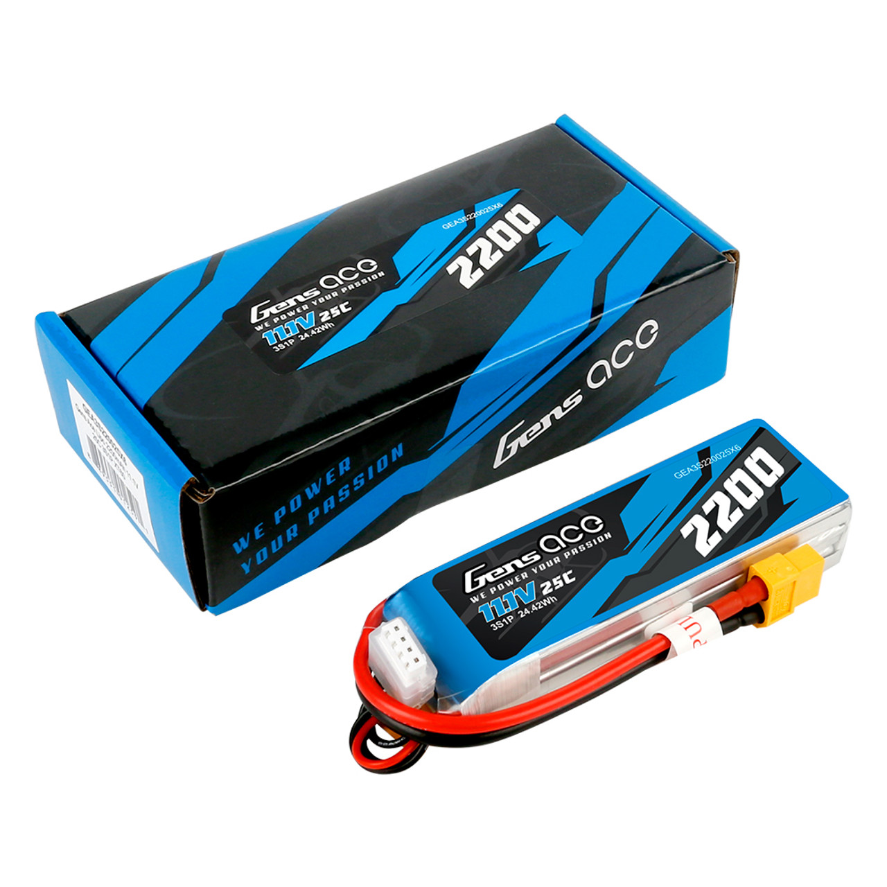 Gens Ace 2200mAh 3s 25-50c Lipo Battery Pack XT60
