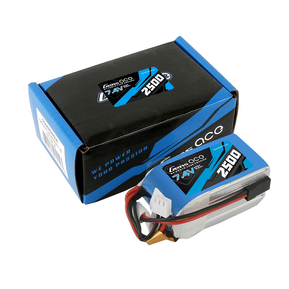 Gens ace 2500mAh 7.4V 2S2P Hump RX Lipo Battery Pack with JR-3P Plug