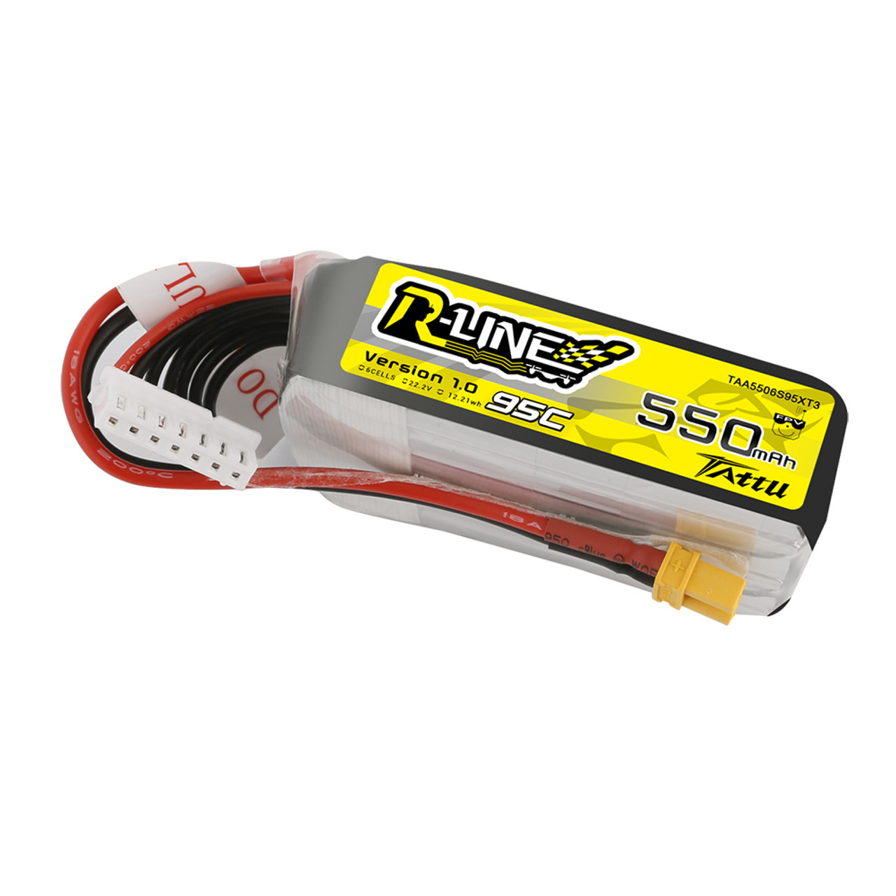 Tattu 550mAh 6S 95C 22.2V R-Line Lipo Battery Pack with XT30 Plug