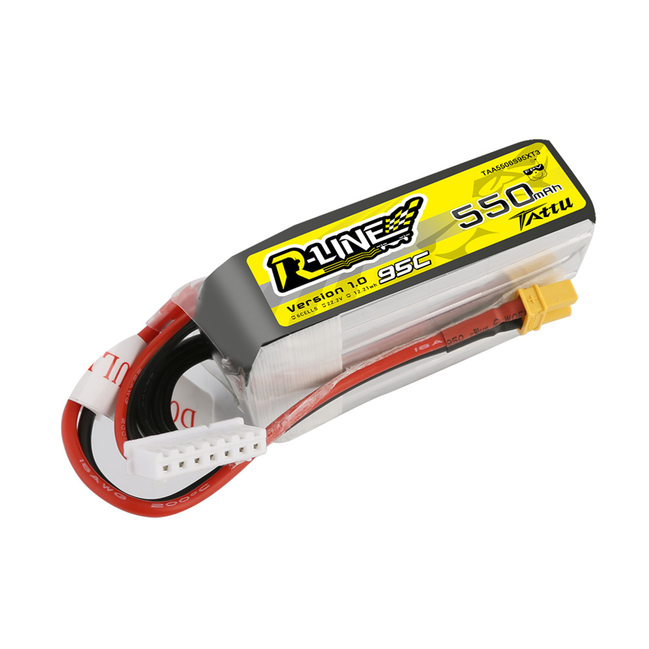 Tattu 550mAh 6S 95C 22.2V R-Line Lipo Battery Pack with XT30