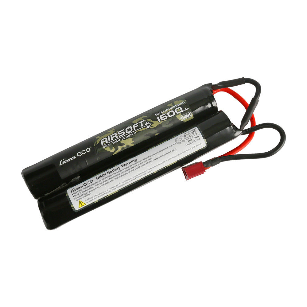 Gens Ace 1600mAh 8s 9.6V Airsoft Gun Nunchuck-Style NIMH Battery