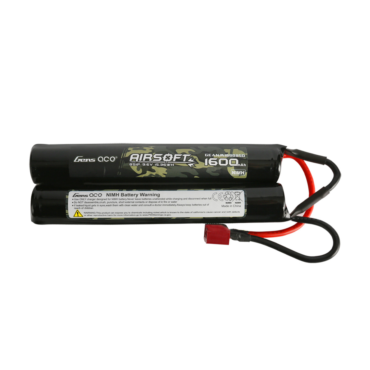 Gens Ace 1600mAh 9.6V 8S1P Airsoft Gun Nunchuck-Style NIMH Battery with  Deans Plug