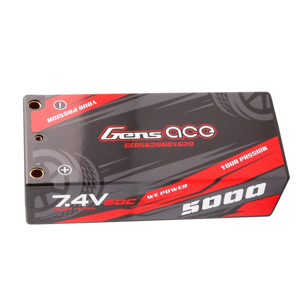 Gens ace 5000mAh 7.4V 60C 2S2P HardCase Lipo Battery Shorty Pack 29#