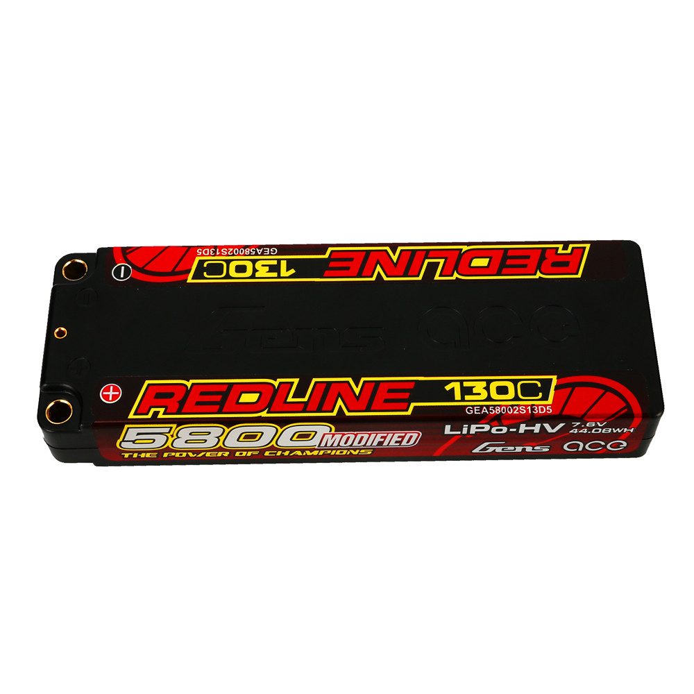 Gens ace 5800mAh 2S 7.6V 130C HardCase 56# HV Redline Series Lipo