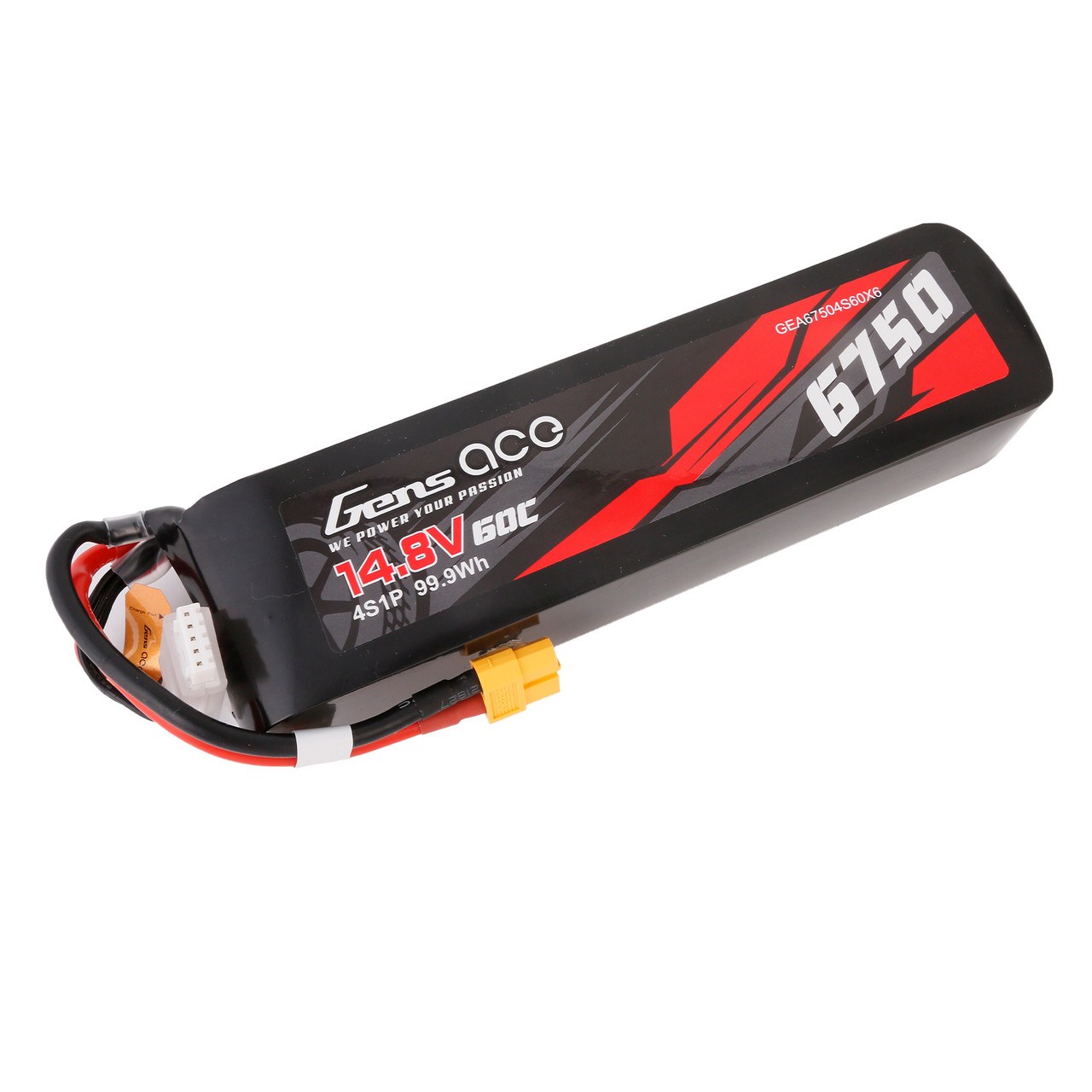 Gens ace 6750mAh 4S 60C 14.8V Lipo Battery 12# XT60 plug